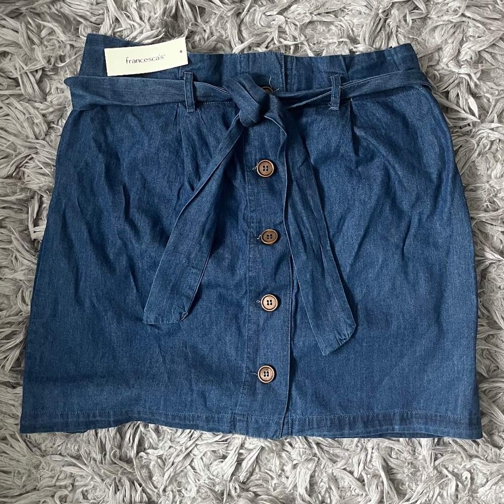 Jean Skirt with Brown Buttons - M - NWT